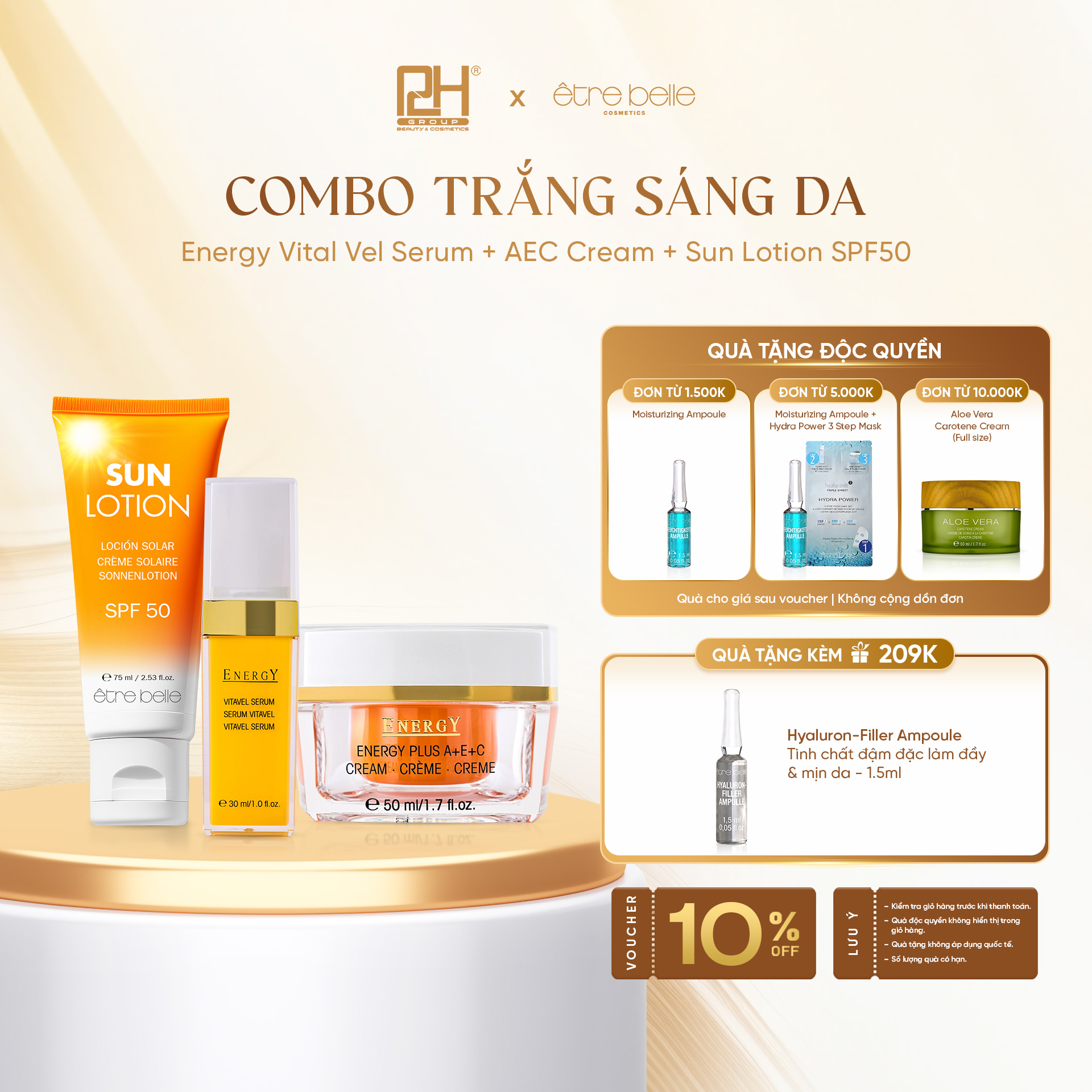 Combo trắng sáng & đều màu da